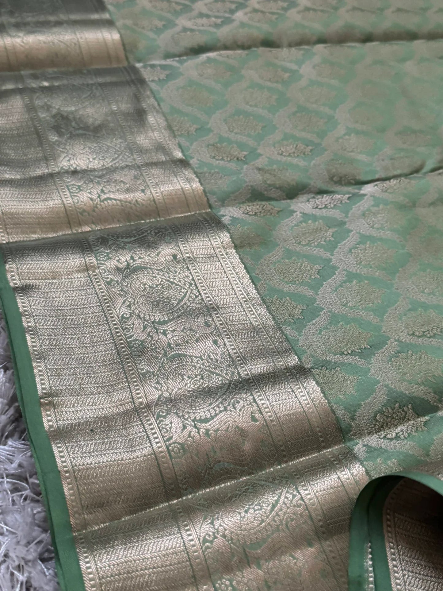 KANJIVARAM PURE SILK SAREE – Fully Brocade Saree in Sage Green