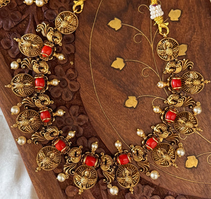 Antique Neckpiece with Earrings - Coral