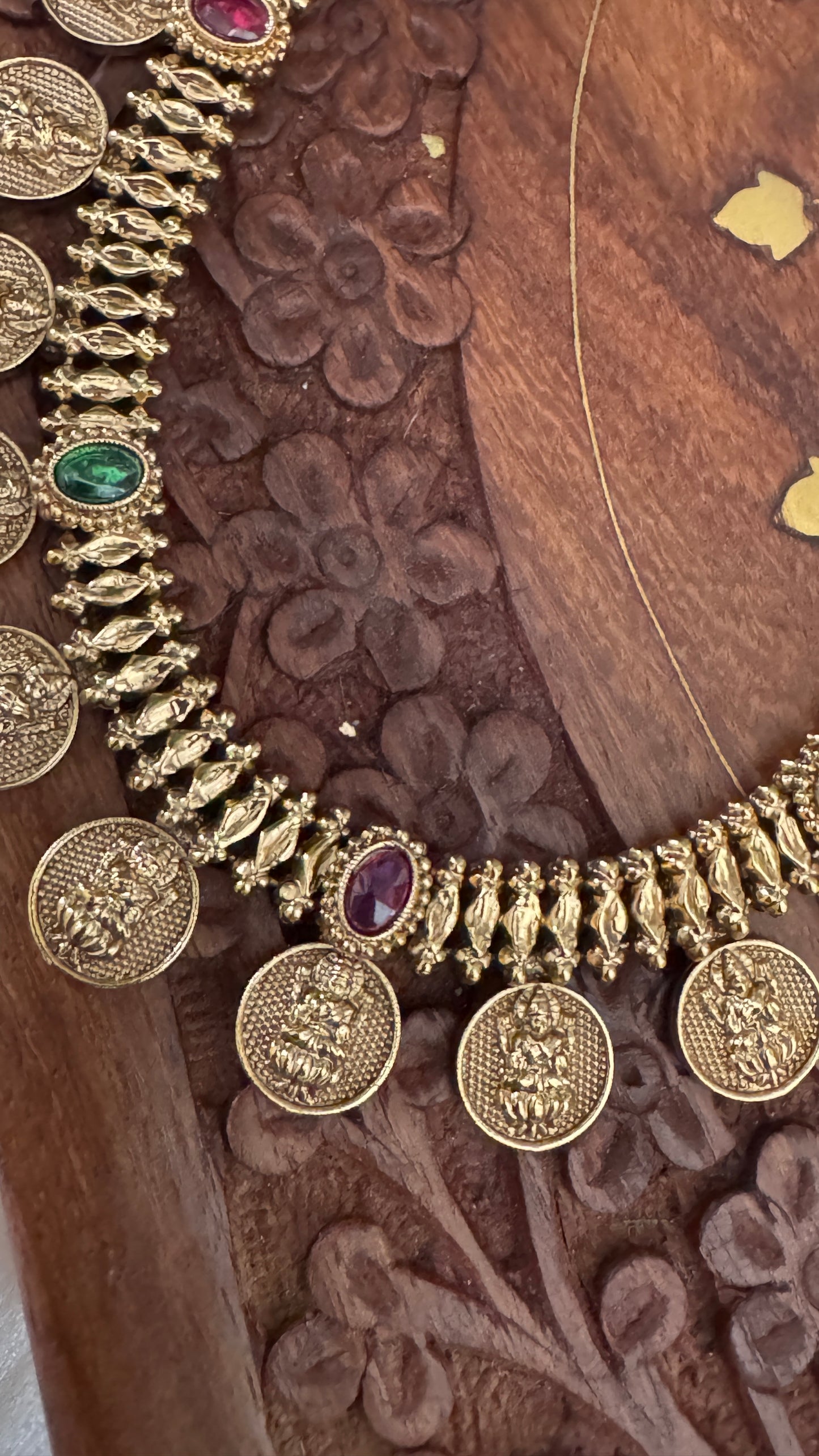 Gold-Plated Lakshmi Coin Necklace Set