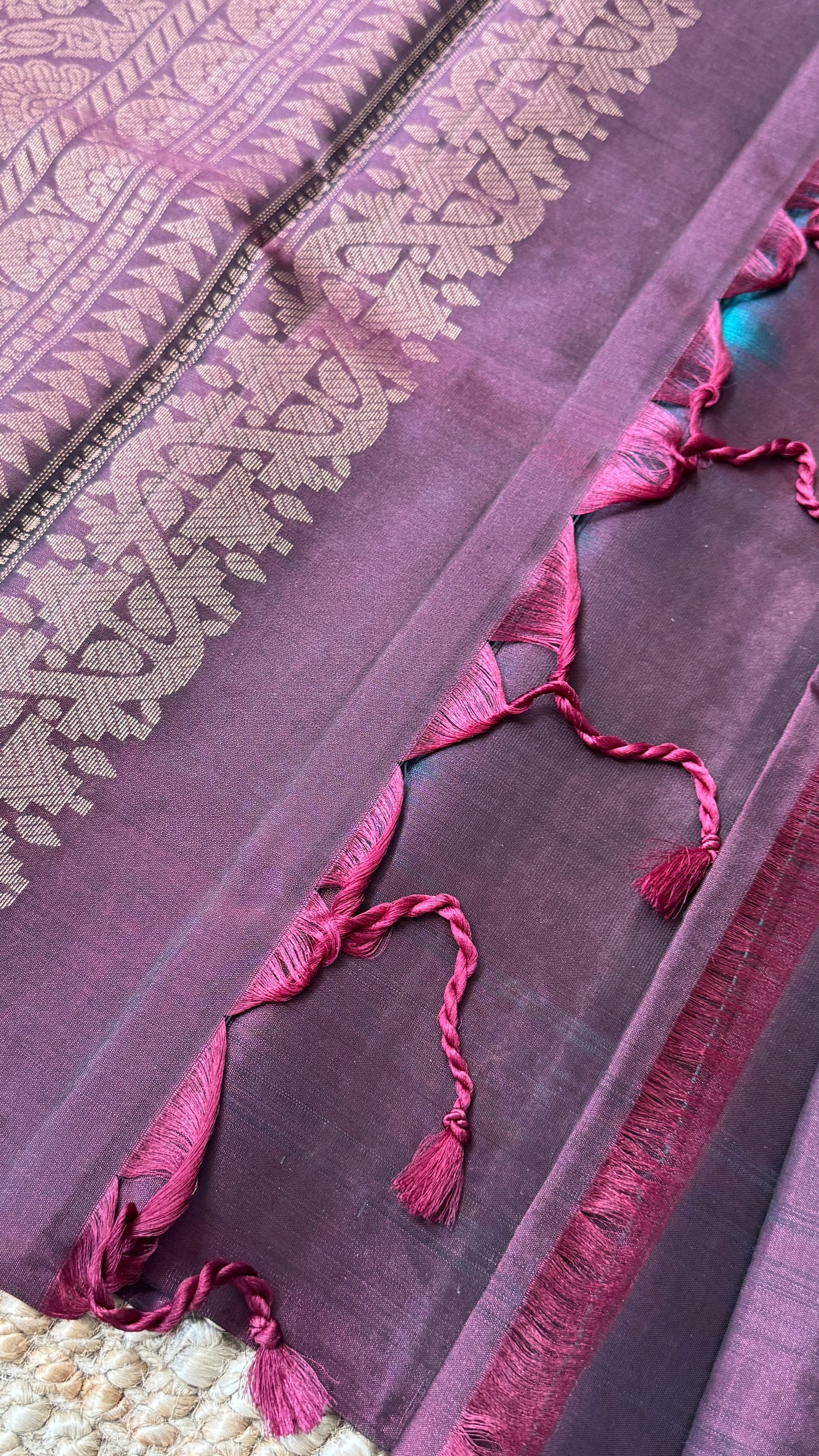 Pure Handloom Soft Silk Saree – Rama Blue with Maroon Pallu