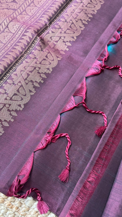 Pure Handloom Soft Silk Saree – Rama Blue with Maroon Pallu
