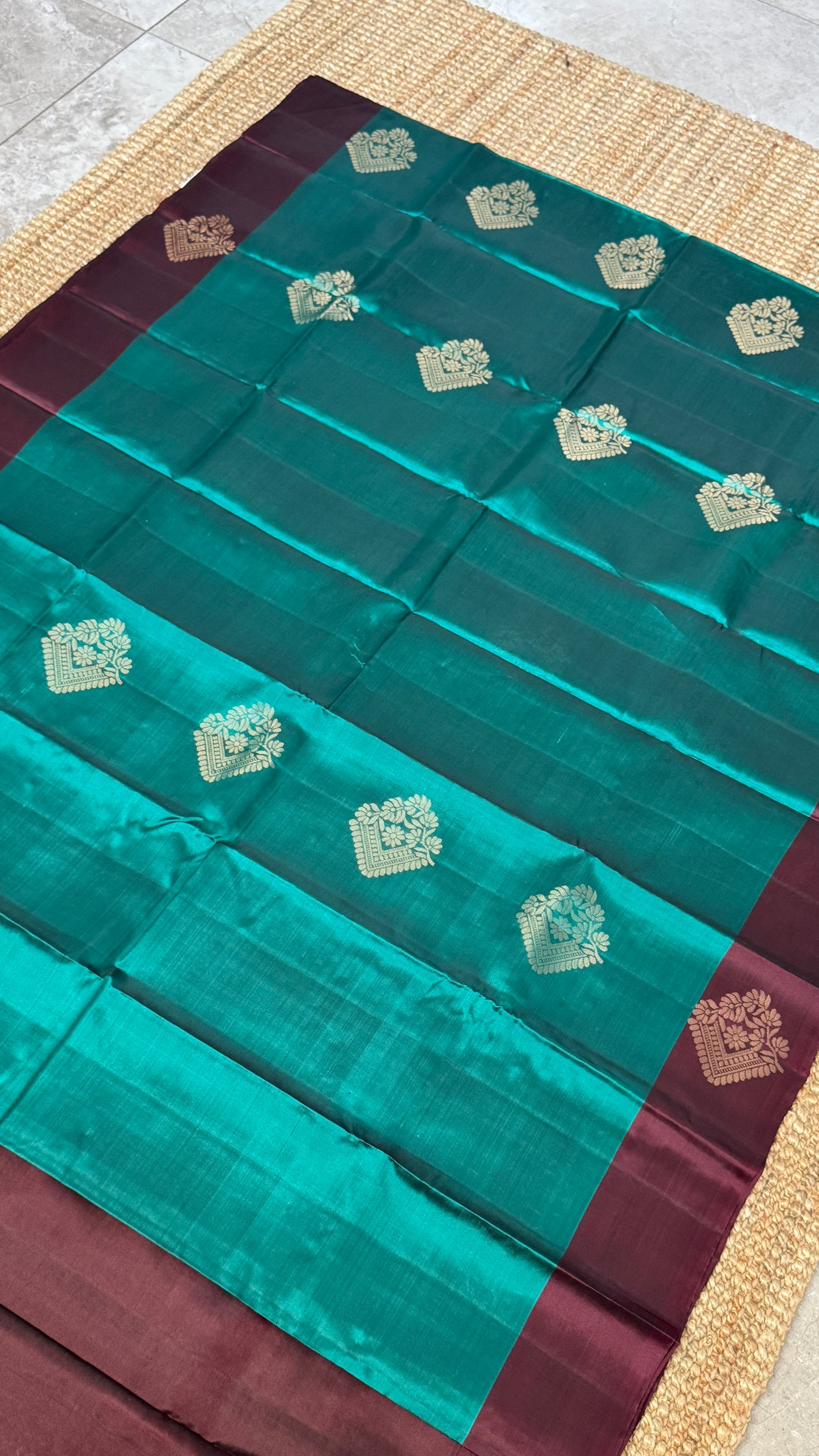 Pure Handloom Soft Silk Saree – Rama Blue with Maroon Pallu