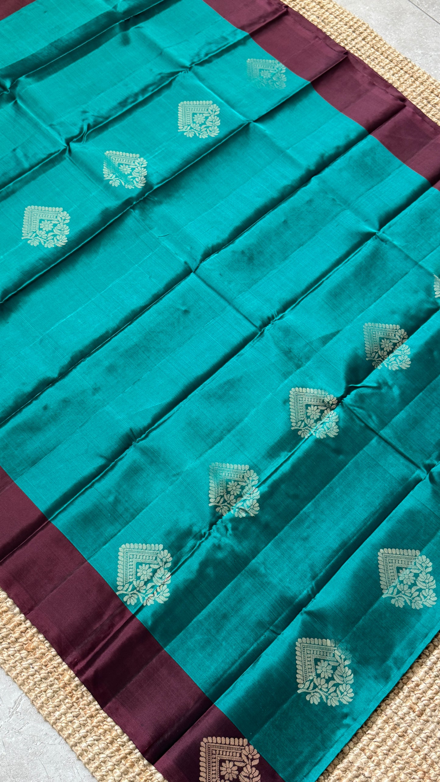 Pure Handloom Soft Silk Saree – Rama Blue with Maroon Pallu