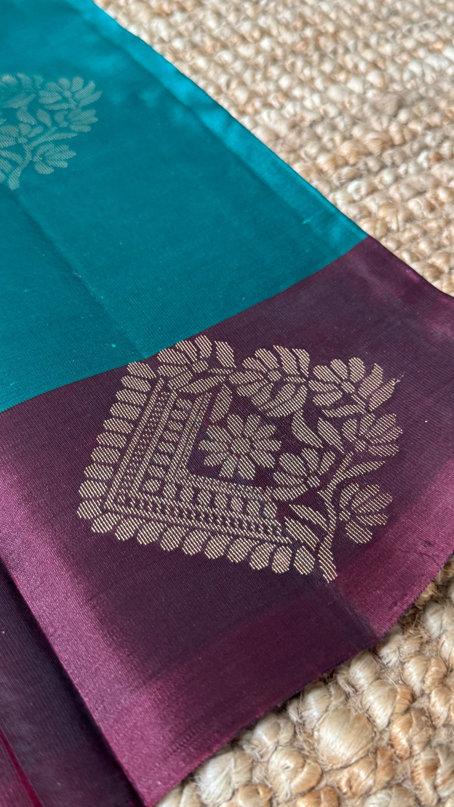 Pure Handloom Soft Silk Saree – Rama Blue with Maroon Pallu