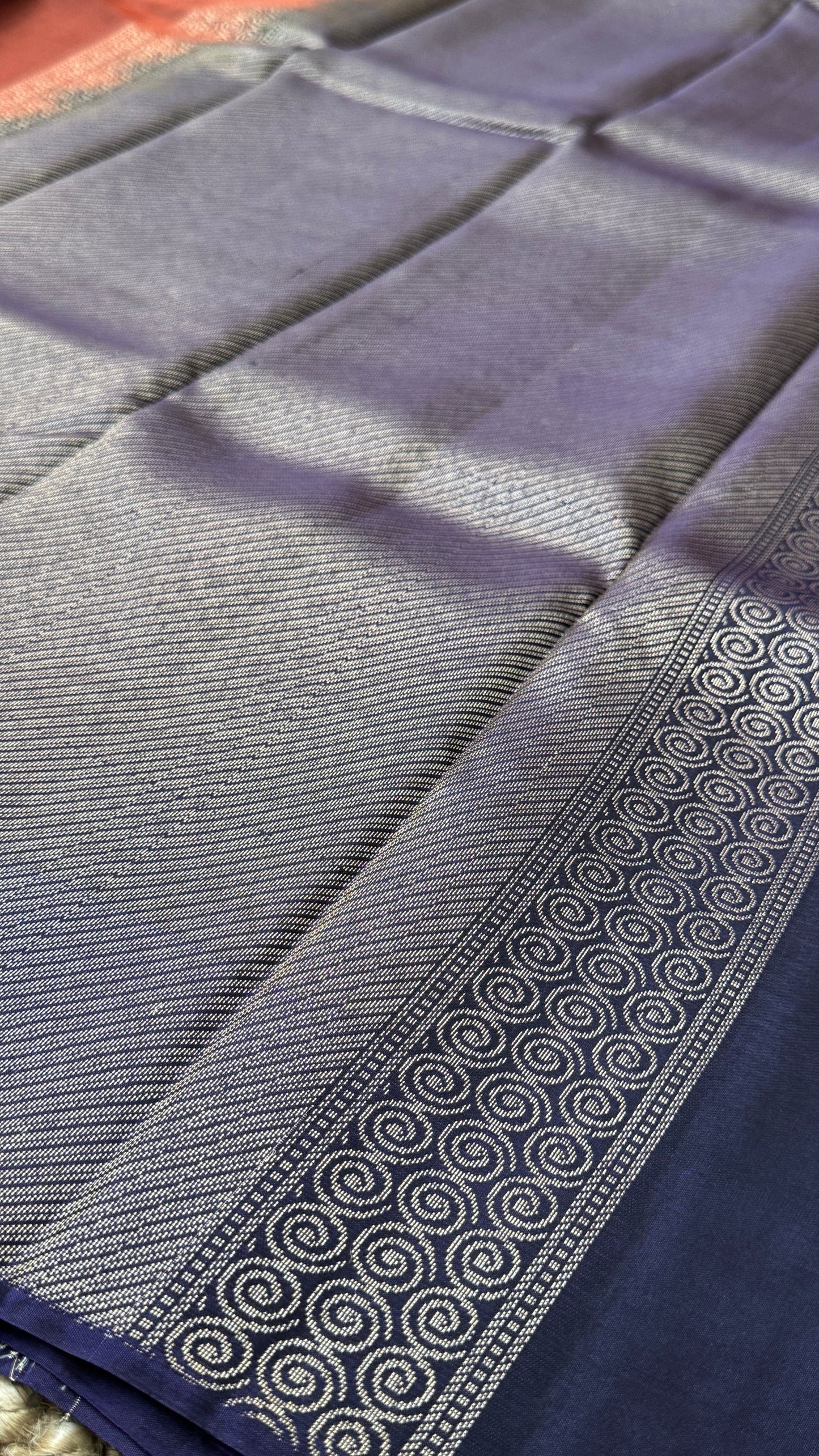 Pure Handloom Soft Silk Saree – Rust with Dark Purple