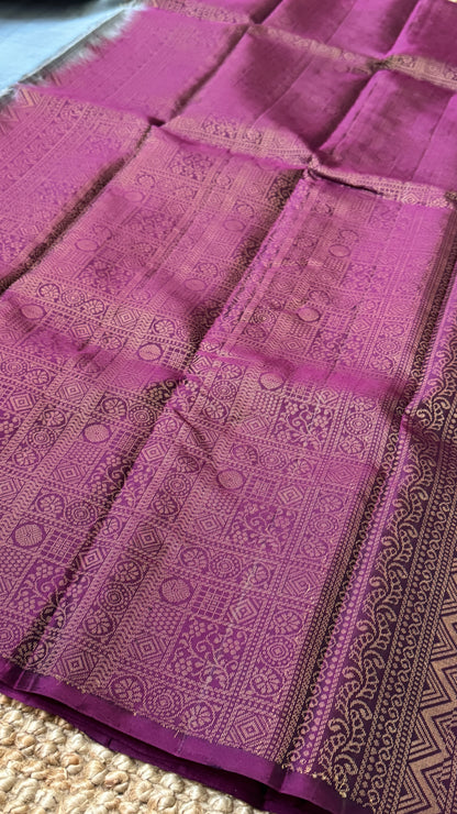 Pure Handloom Soft Silk Saree – Grey and Wine