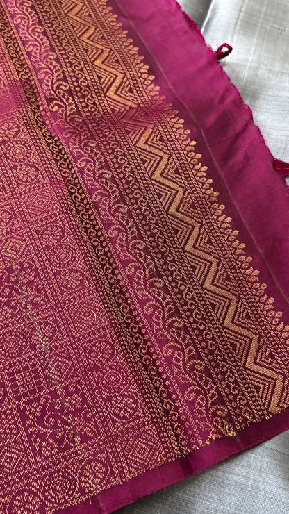 Pure Handloom Soft Silk Saree – Grey and Wine