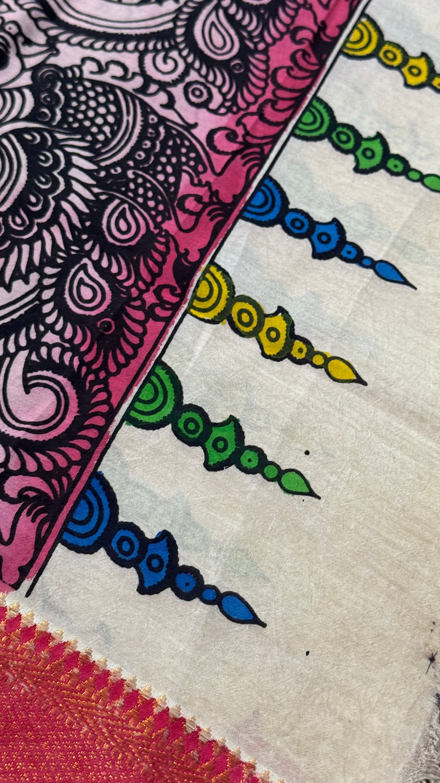 Hand-Painted Kalamkari Bangalore Silk Dupatta/Scarf