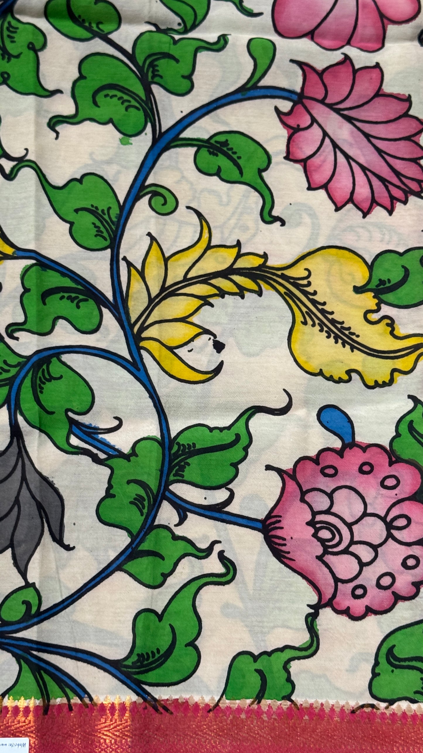 Hand-Painted Kalamkari Bangalore Silk Dupatta/Scarf