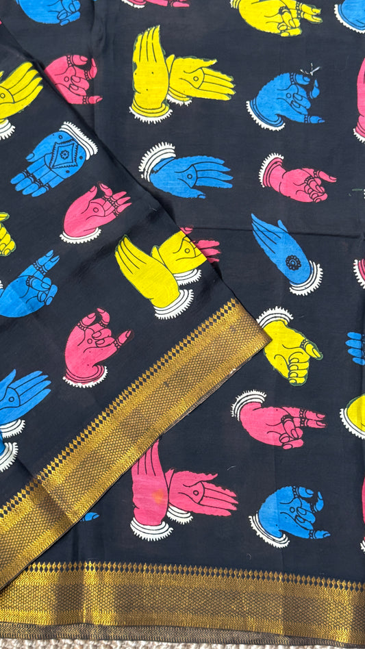 Hand-Painted Kalamkari Bangalore Silk Dupatta/Scarf