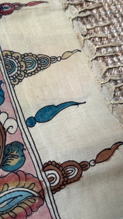 Hand-Painted Kalamkari Bangalore Silk Dupatta/Scarf