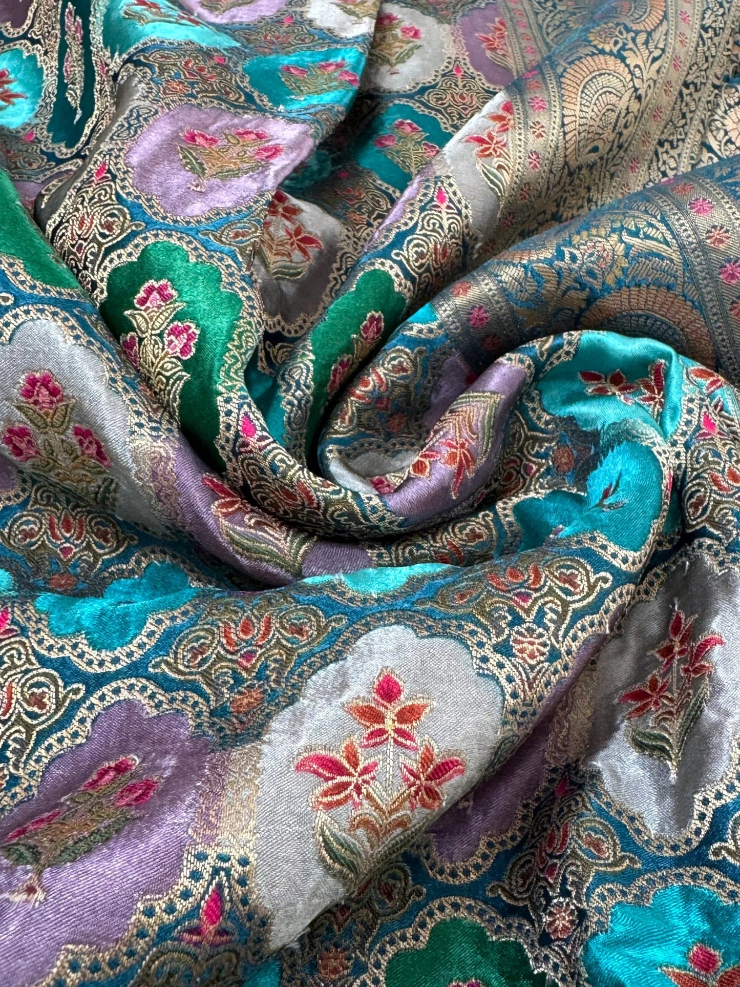 Pure Mashru Satin Silk Banarasi Saree – Kanchi Australia’s Exclusive – Teal