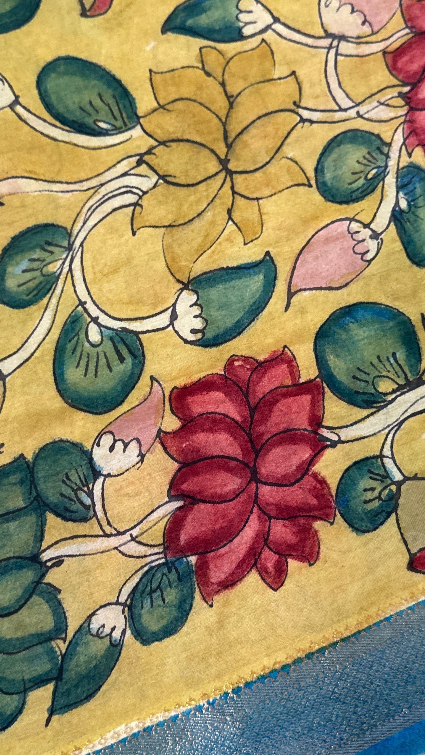 Hand-Painted Kalamkari Bangalore Silk Dupatta/Scarf