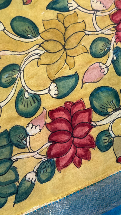 Hand-Painted Kalamkari Bangalore Silk Dupatta/Scarf