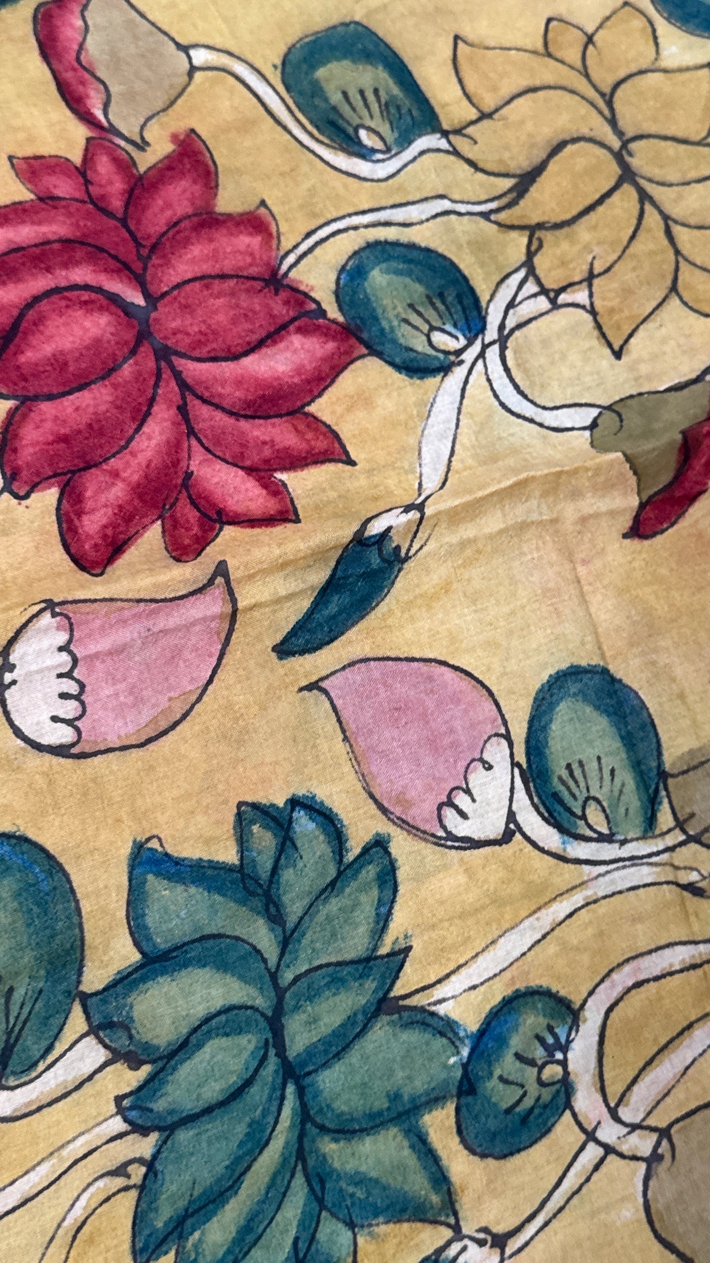 Hand-Painted Kalamkari Bangalore Silk Dupatta/Scarf