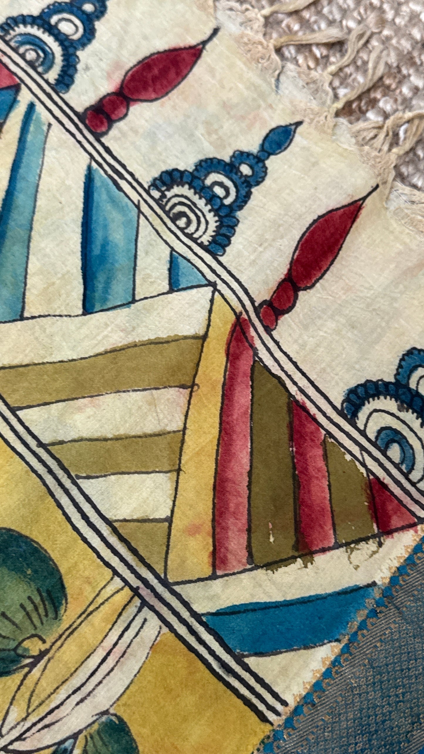 Hand-Painted Kalamkari Bangalore Silk Dupatta/Scarf