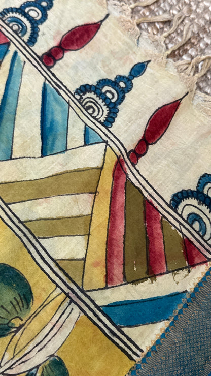 Hand-Painted Kalamkari Bangalore Silk Dupatta/Scarf