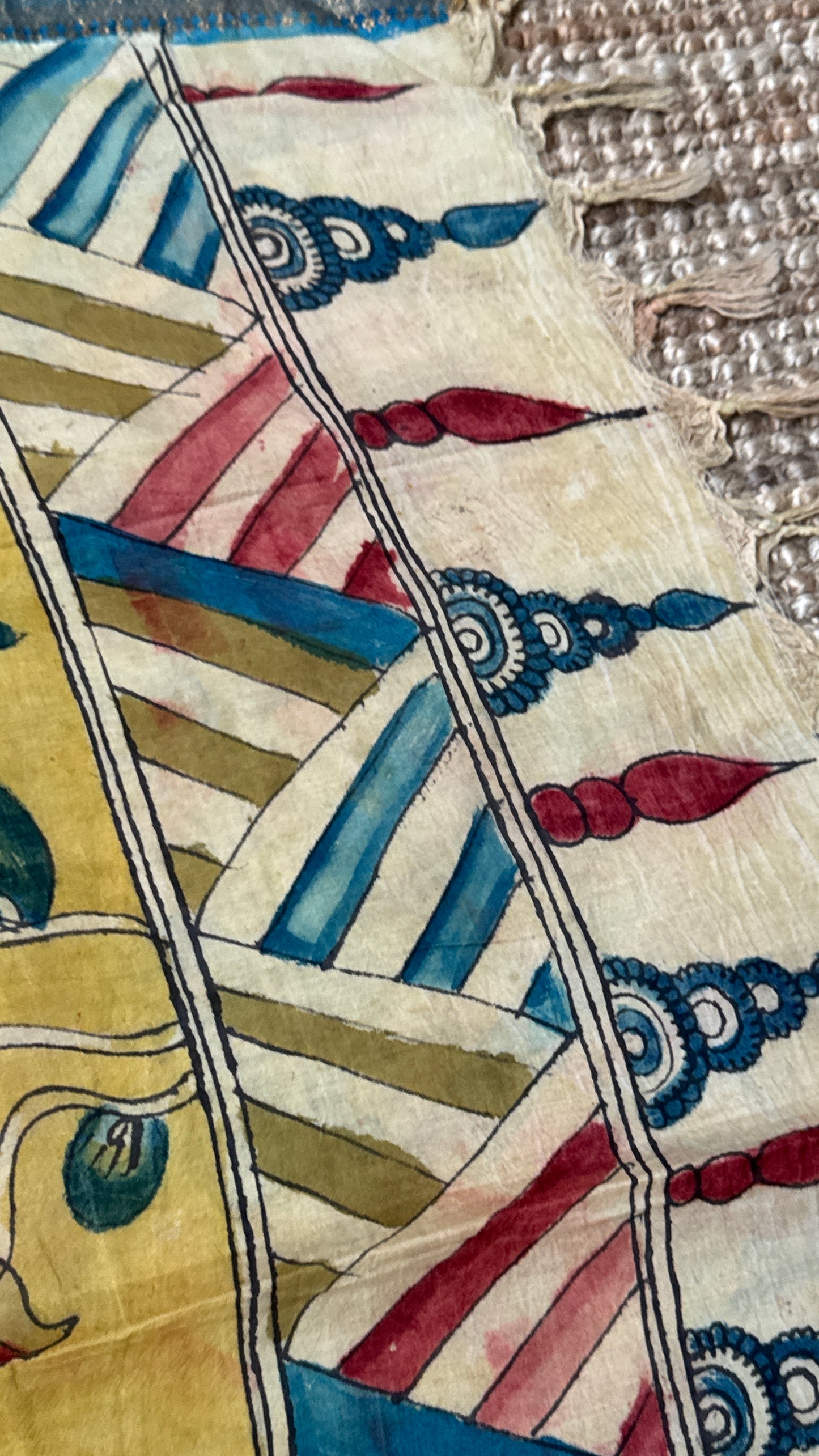 Hand-Painted Kalamkari Bangalore Silk Dupatta/Scarf