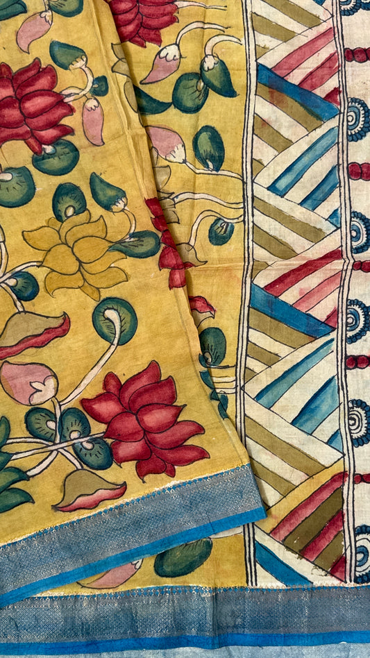 Hand-Painted Kalamkari Bangalore Silk Dupatta/Scarf
