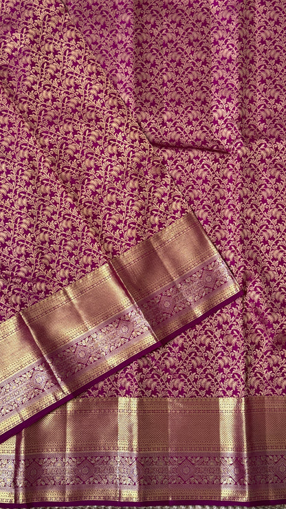 Pure Kanchivaram Silk Saree – Exquisite Pink with Gold Zari Brocade Weaving