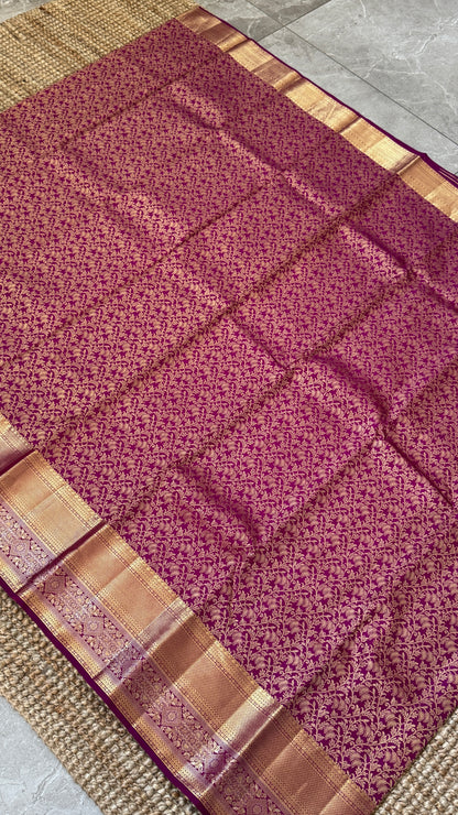 Pure Kanchivaram Silk Saree – Exquisite Pink with Gold Zari Brocade Weaving