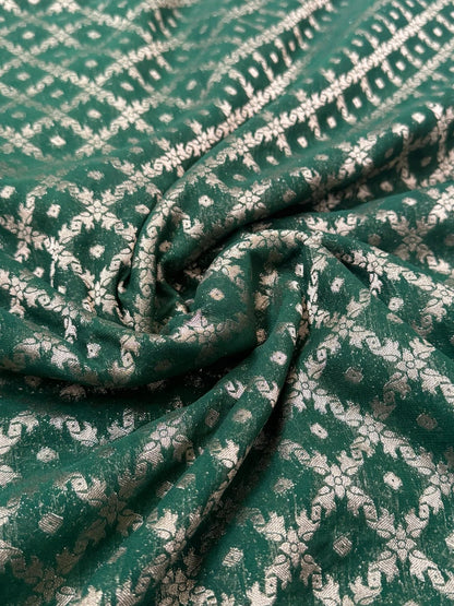 Pure Georgette Silk Banarasi Saree – Green and Magenta