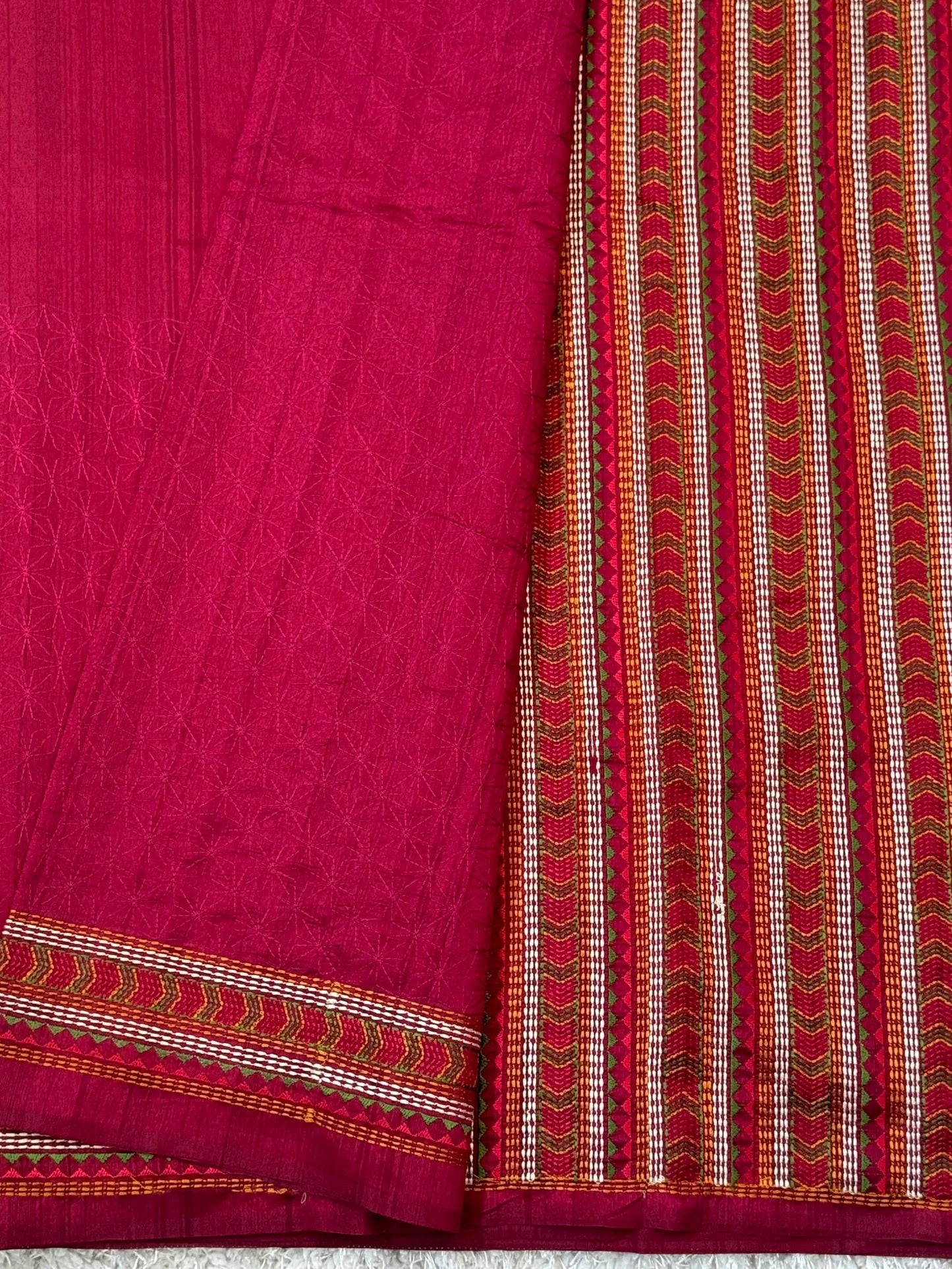 Handloom Raw silk embroidered saree – Maroon