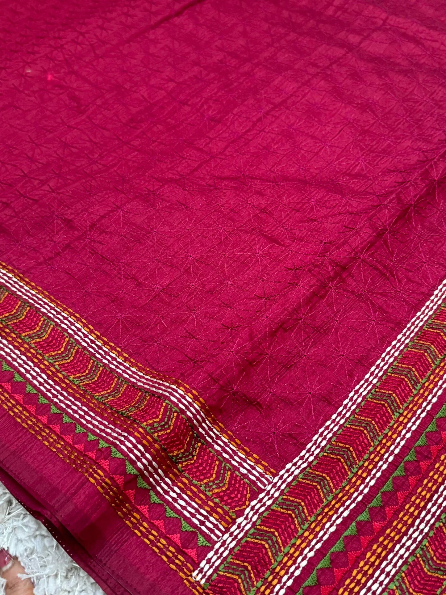 Handloom Raw silk embroidered saree – Maroon