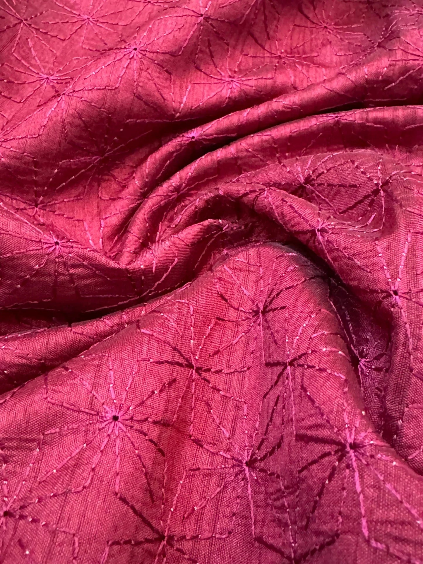 Handloom Raw silk embroidered saree – Maroon