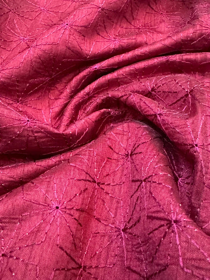 Handloom Raw silk embroidered saree – Maroon
