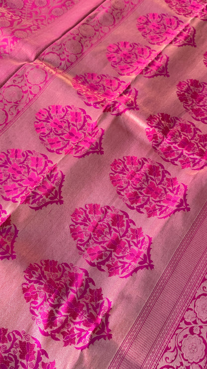 Pure Kanchivaram Silk Saree – Exquisite Pink with Gold Zari Brocade Weaving