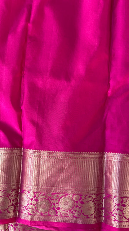 Pure Kanchivaram Silk Saree – Exquisite Pink with Gold Zari Brocade Weaving