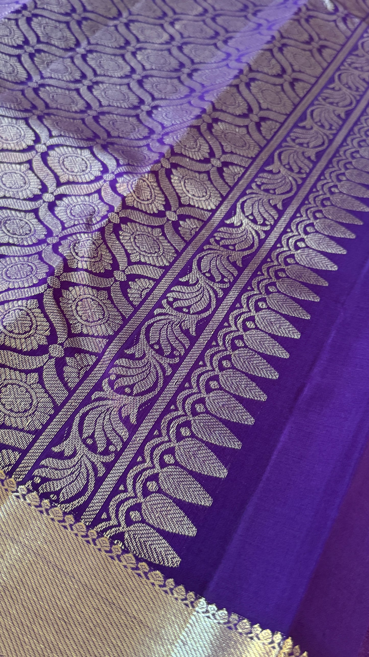 KANJIVARAM PURE SILK HANDLOOM SAREE – AQUAMARINE & PURPLE