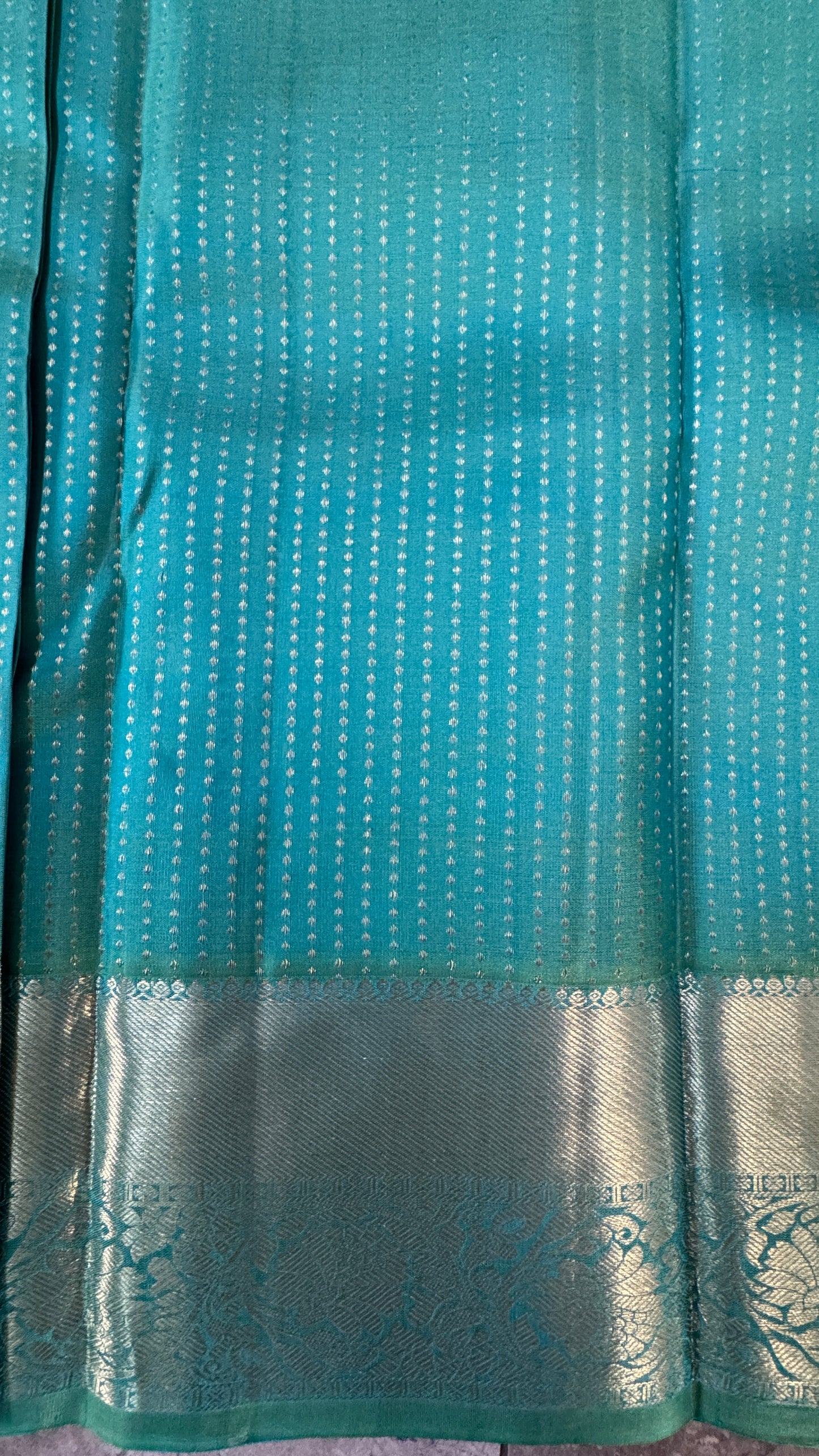 KANJIVARAM PURE SILK HANDLOOM SAREE – AQUAMARINE & PURPLE