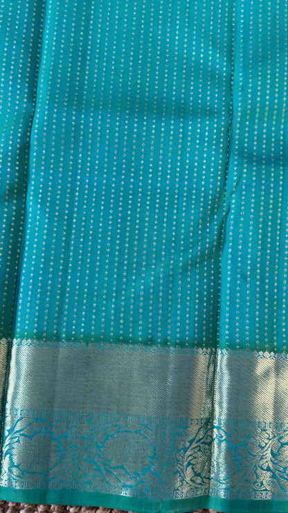 KANJIVARAM PURE SILK HANDLOOM SAREE – AQUAMARINE & PURPLE