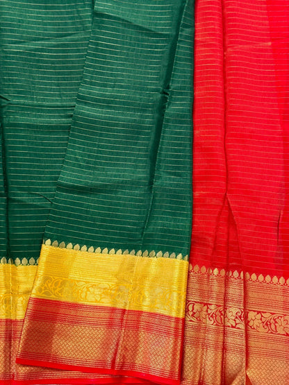 Mini Mysore silk – Pure Crepe silk saree – Green