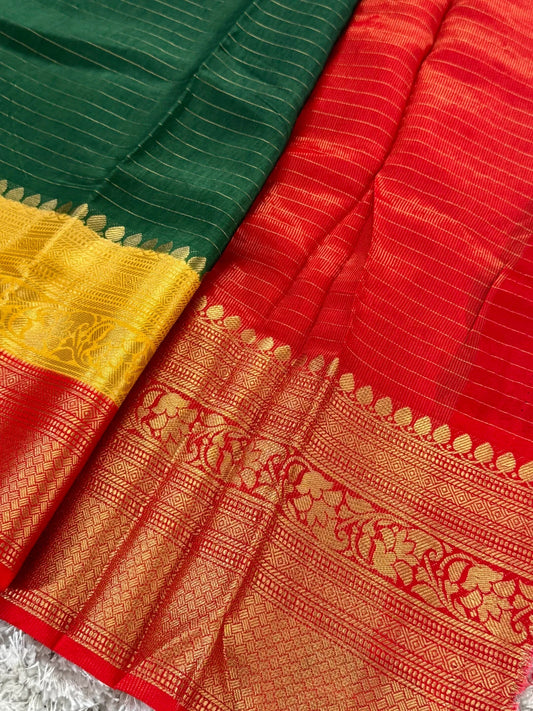 Mini Mysore silk – Pure Crepe silk saree – Green