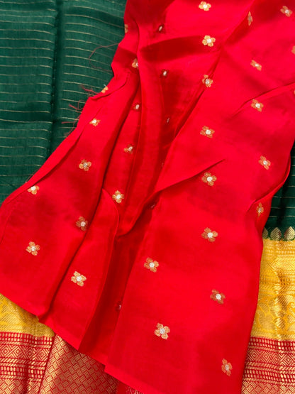 Mini Mysore silk – Pure Crepe silk saree – Green