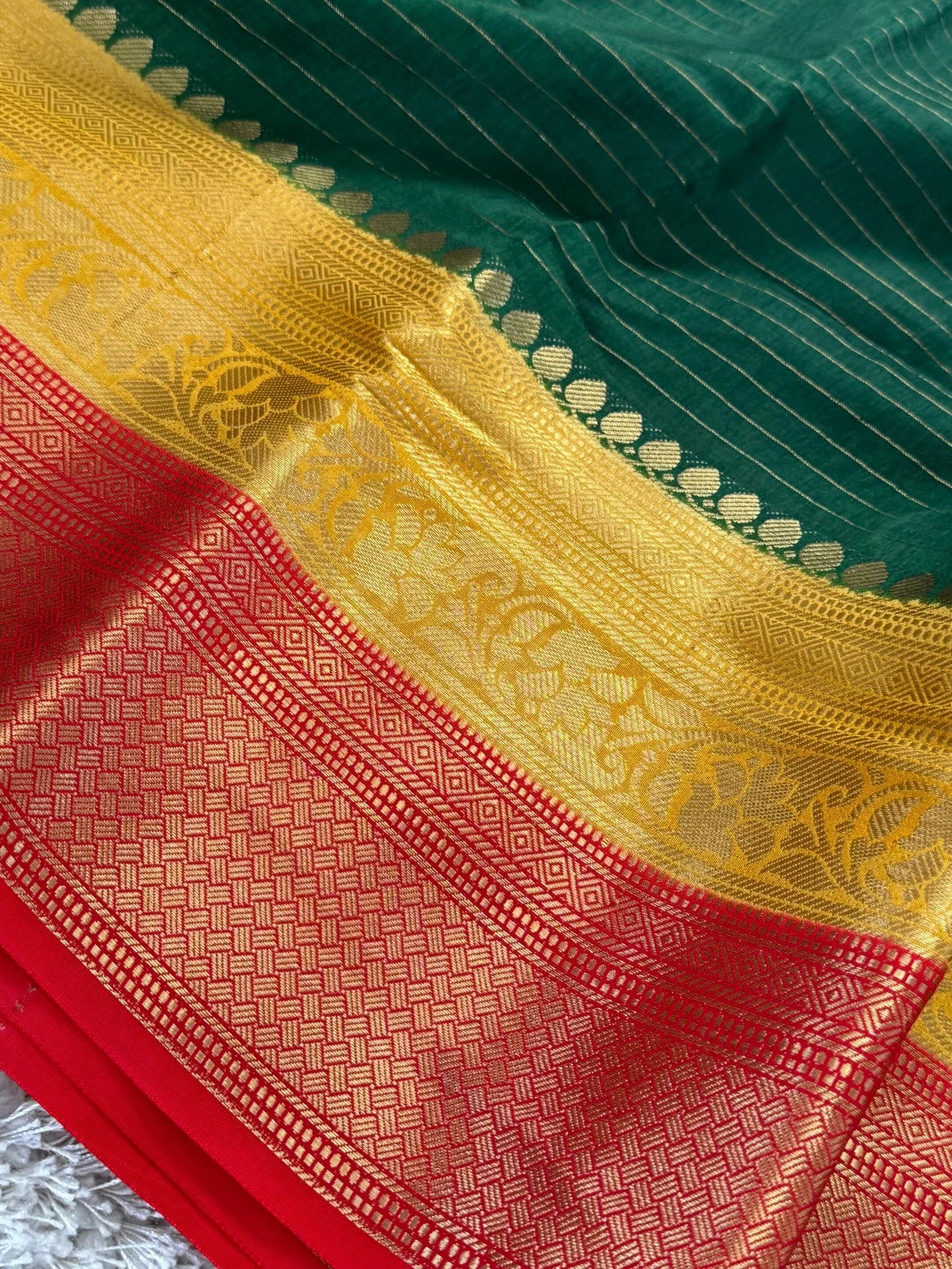 Mini Mysore silk – Pure Crepe silk saree – Green