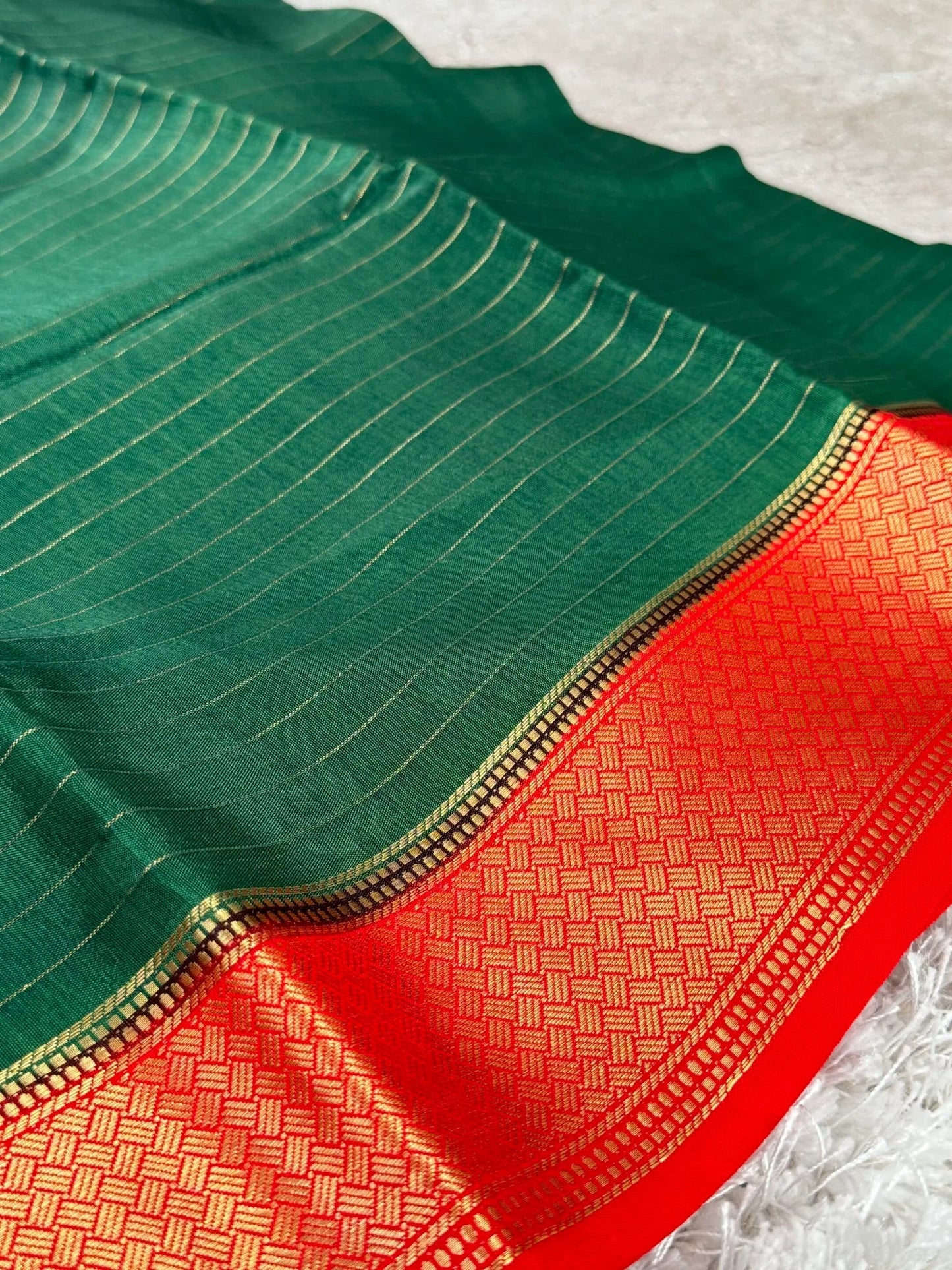 Mini Mysore silk – Pure Crepe silk saree – Green
