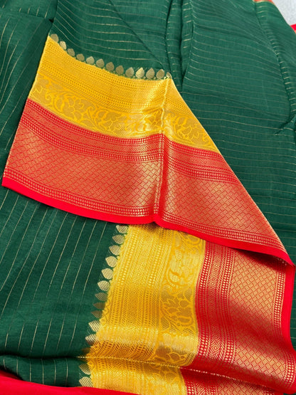 Mini Mysore silk – Pure Crepe silk saree – Green