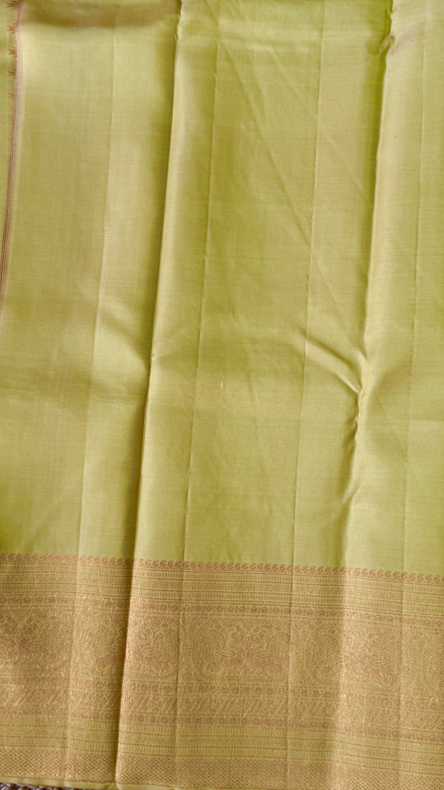 Pure Kanchivaram Silk Saree with Gold Zari Motifs – Champagne Color