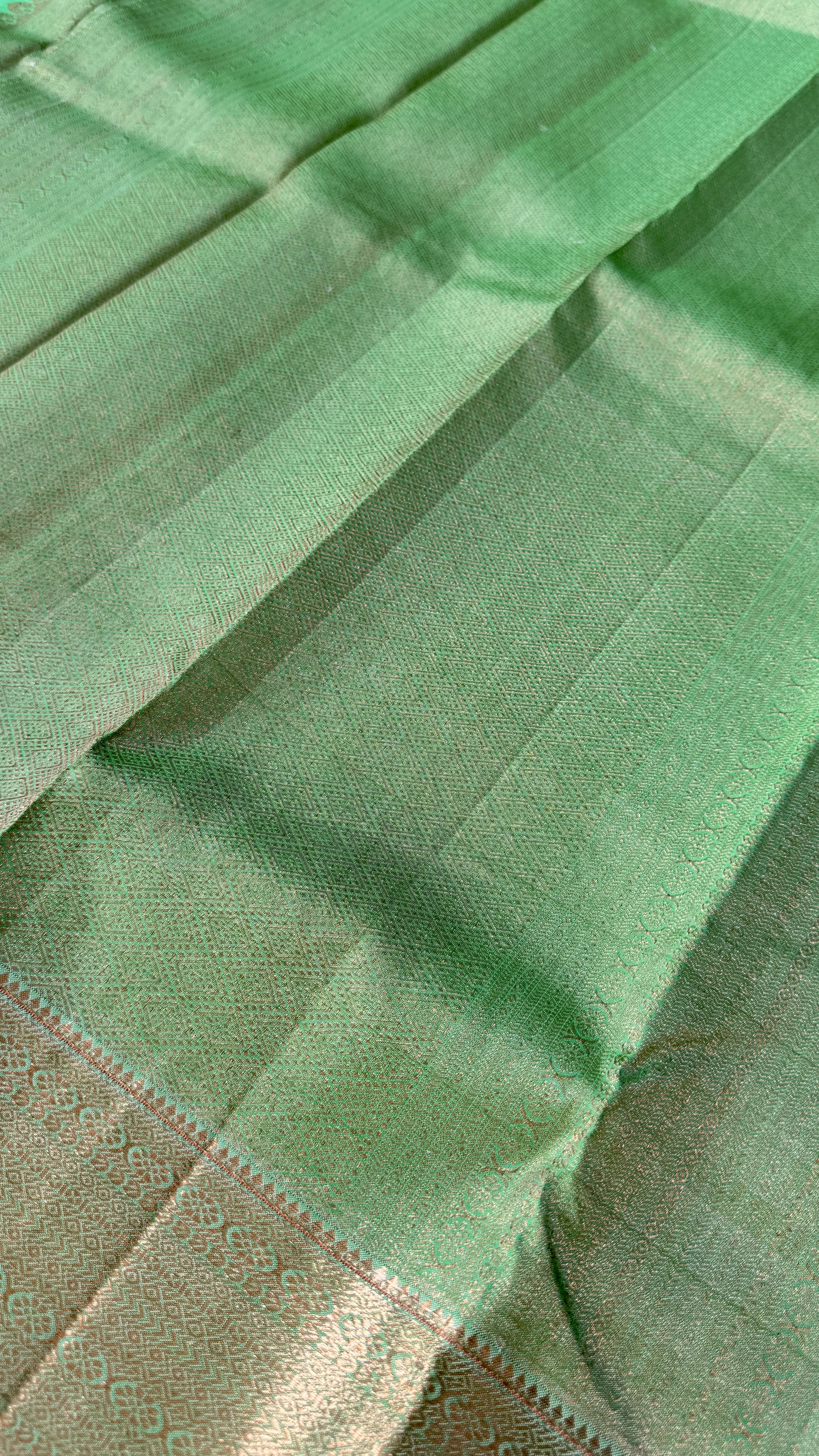 Pure Handloom Kanchivaram Silk Saree with Silver Zari Motifs and Double-Sided Border - Green