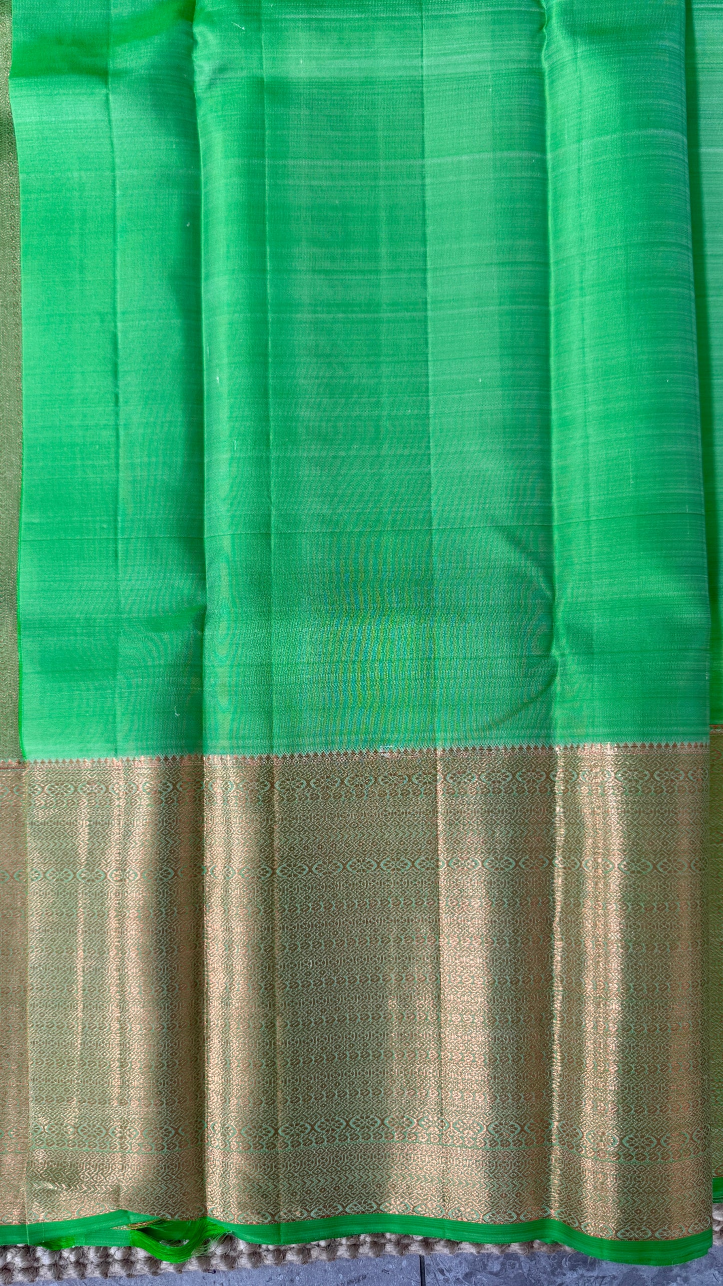 Pure Handloom Kanchivaram Silk Saree with Silver Zari Motifs and Double-Sided Border - Green