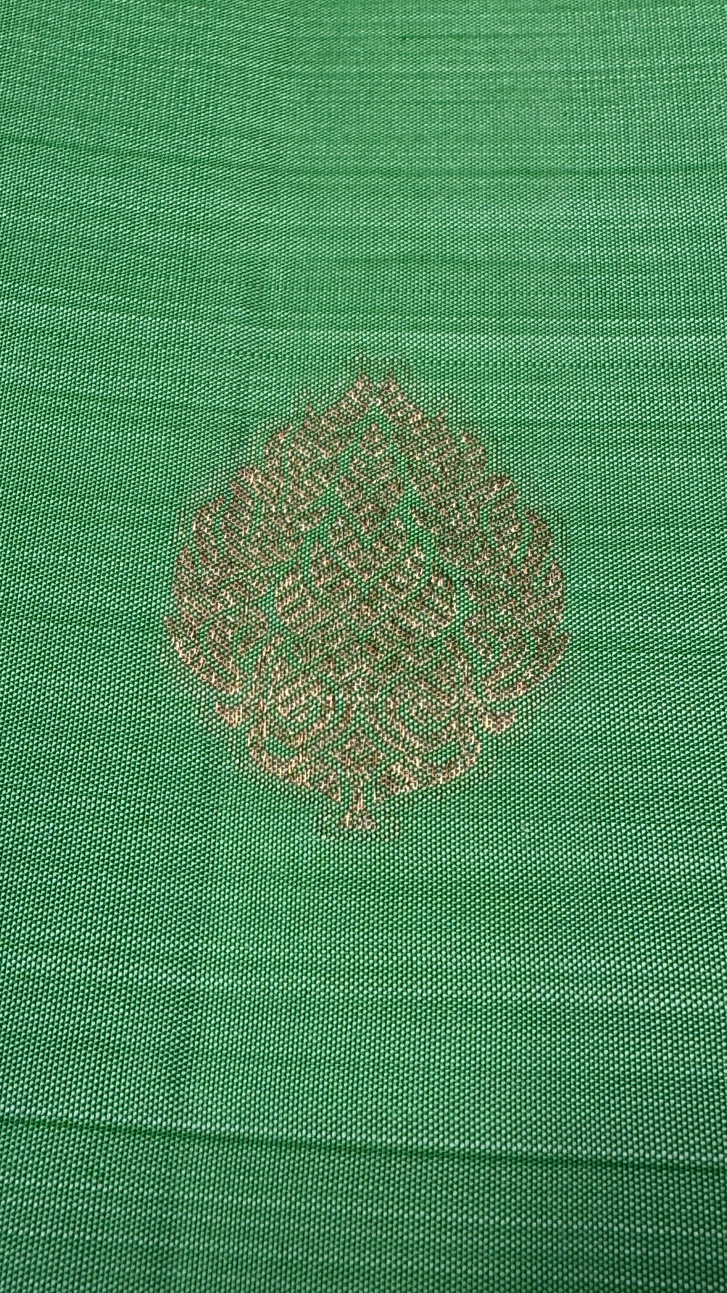 Pure Handloom Kanchivaram Silk Saree with Silver Zari Motifs and Double-Sided Border - Green