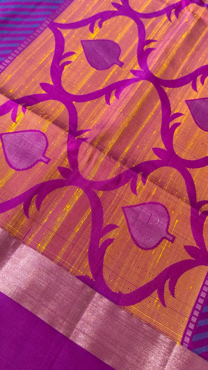 PURE SOFT SILK HANDLOOM SAREE – Blue and Pink