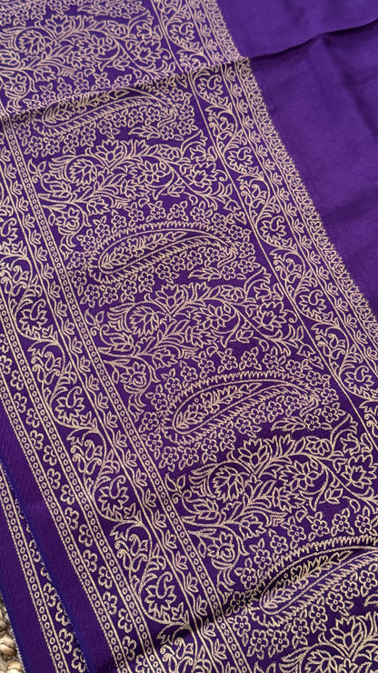 Pure Crepe silk saree – Purple with Rich Zari Weaving border