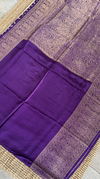 Pure Crepe silk saree – Purple with Rich Zari Weaving border