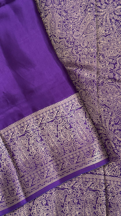 Pure Crepe silk saree – Purple with Rich Zari Weaving border