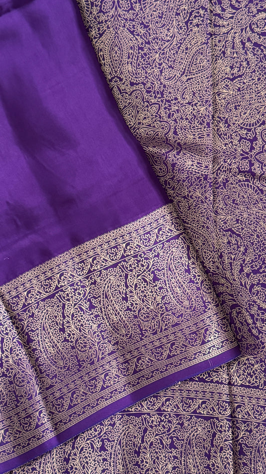 Pure Crepe silk saree – Purple with Rich Zari Weaving border